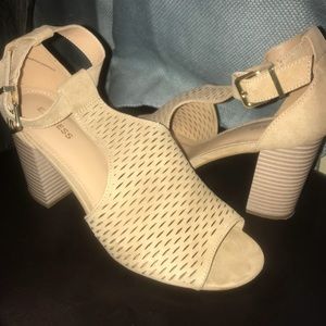 Express tan peep toe heels